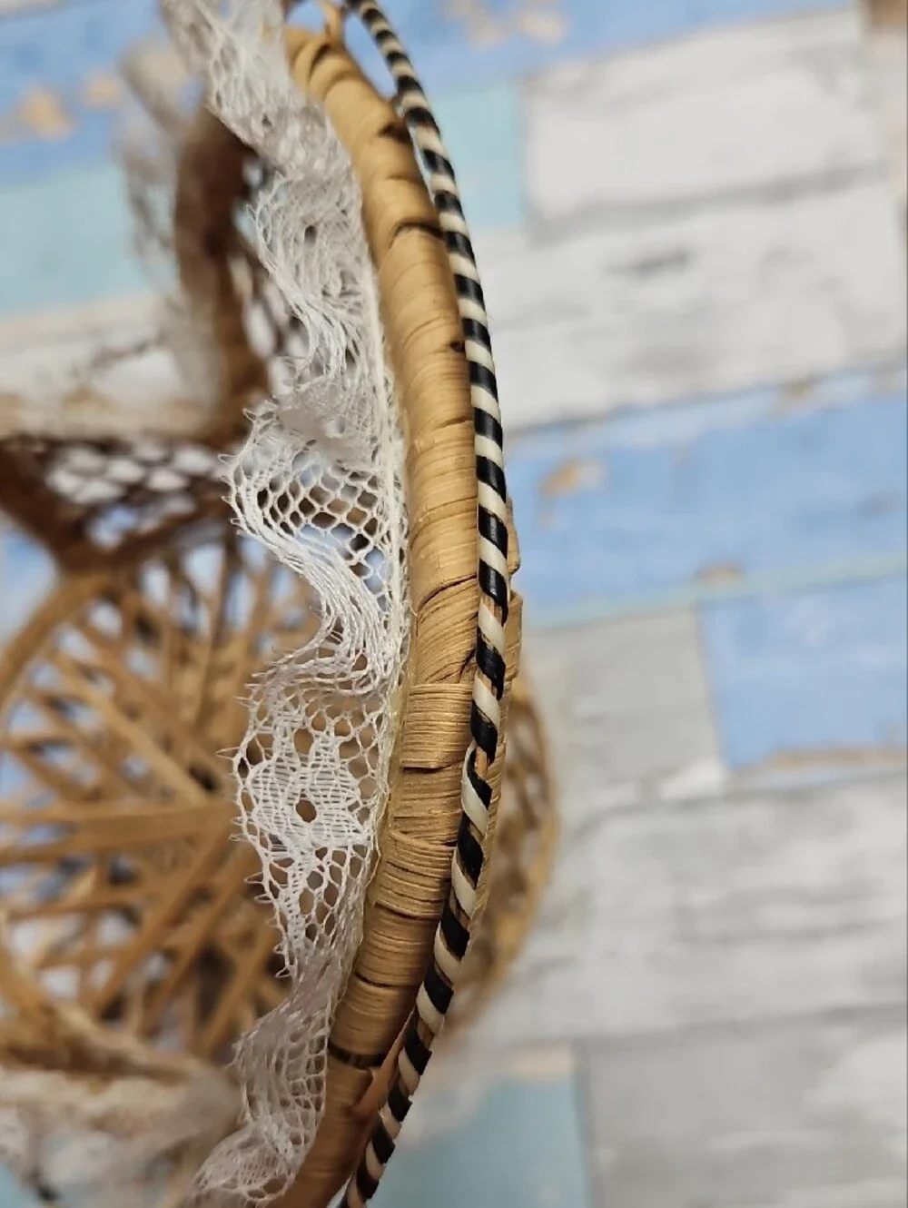 Mini Peacock Wicker Fan Back Rattan Chair Doll Plant Stand Boho Decor - 14